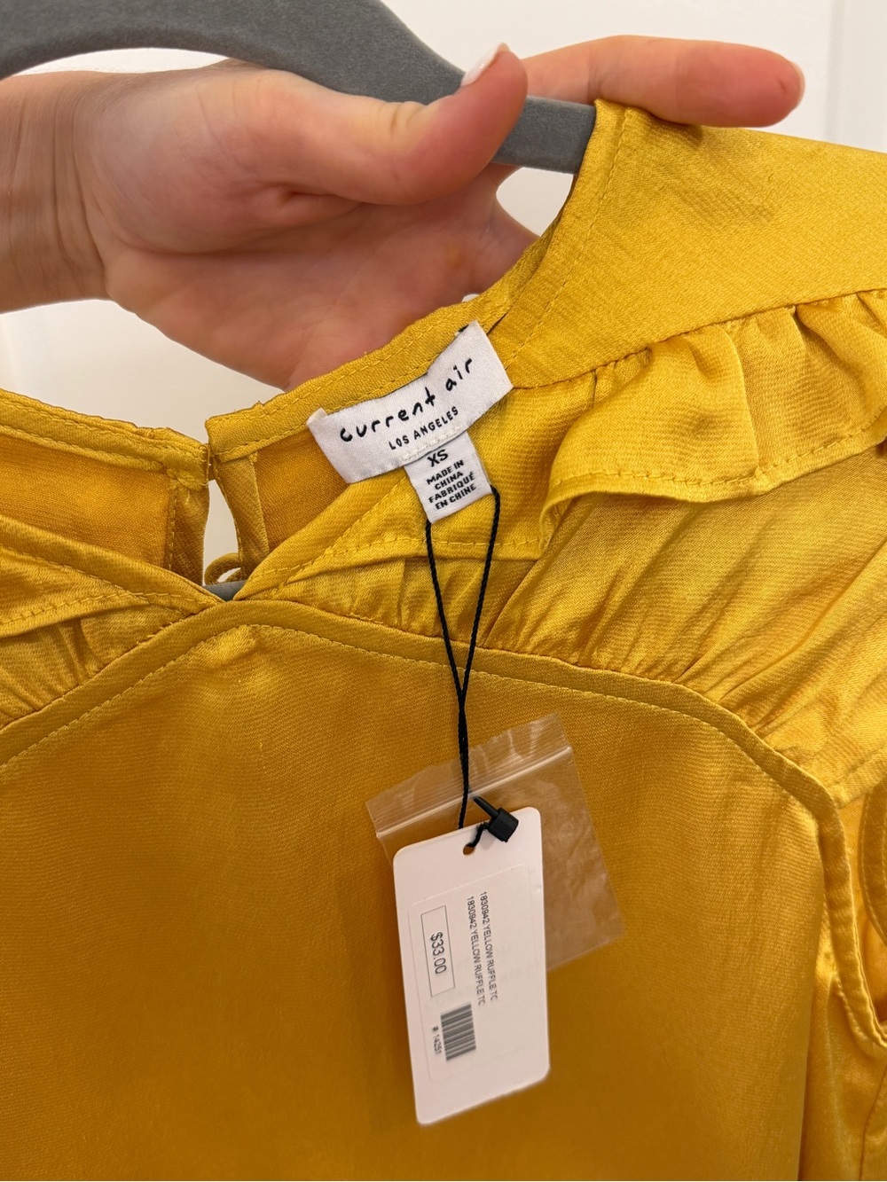 Mustard Yellow Ruffle Cap-Sleeve Top - Picture 3 of 3